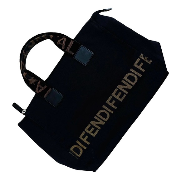 Fendi AUTHENTIC Vintage Nylon Logo Mini Small Tote Bag in Black. - Picture 1 of 16